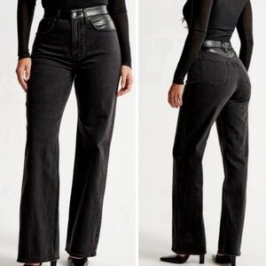 Abercrombie Fitch & High-Waisted Women's Jeans with faux leather trim